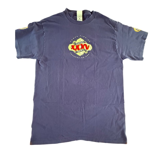 Fruit of the Loom Other - Vintage Super Bowl XXXV T Shirt Mens Size L Navy 2001 Tampa Bay NFL Miller Lite